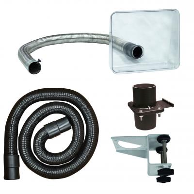 Flexible Arm Kit 50 mm with Fixed Clear Hood Cowl Clamped Bench Bracket Solder Fume Extraction Systems - 366.100299.50